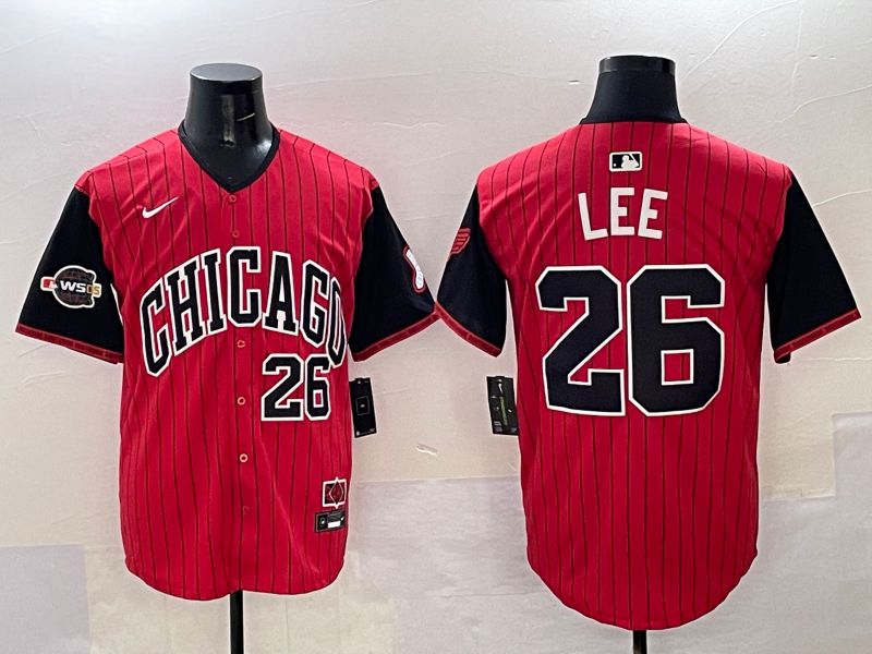 Men Chicago White Sox #26 Lee Red Stripe Joint Name Nike 2025 MLB Jersey style 32->chicago white sox->MLB Jersey
